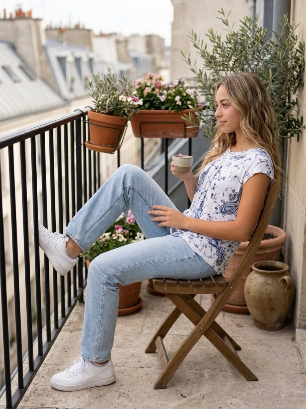 Daniel Rainn White and Blue Paisley Short Sleeve Tee
